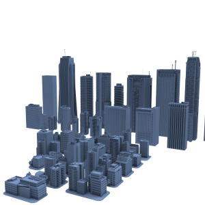 مدل سه بعدی ساختمان ها و برج های شهری مدرن