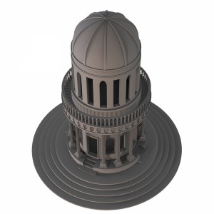 مدل سه بعدی 3D ساختمان با نمای رومی و کلاسیک