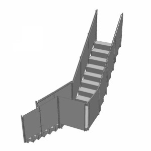 مدل سه بعدی پله شیشه ای ساختمان