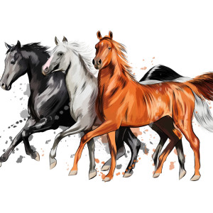 طرح لایه باز اسب های زنگی روغنی با کیفیت بالا