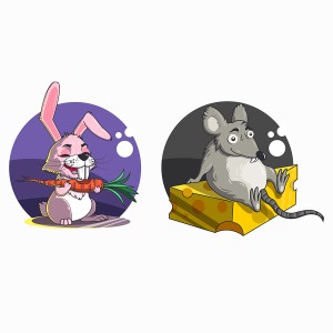 طرح لایه باز موش و خرگوش در حال خوردن