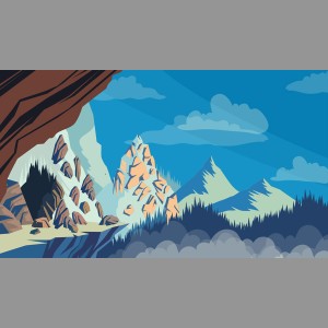 طرح لایه باز کوهستان برفی و جنگل