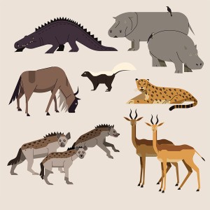 طرح لایه باز حیوانات جنگلی با کیفیت بالا