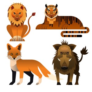 طرح لایه باز مجموعه حیوانات وکتور