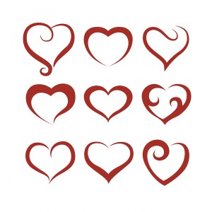 طرح لایه باز قلب وکتور عاشقانه در شکل های متفاوت