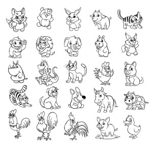 طرح لایه باز آیکن های حیوانات فانتزی