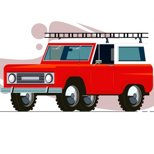 طرح لایه باز ماشین شاسی بلند قرمز رنگ