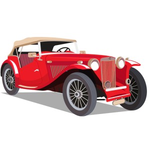 طرح لایه باز ماشین کلاسیک بنز قدیمی قرمز