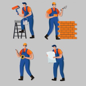 طرح لایه باز آیکون های کارگر ساختمانی