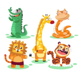 طرح لایه باز کاراکتر کارتونی حیوانات فانتزی