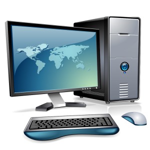 طرح لایه باز کامپیوتر مانیتور و صفحه کلید و ماوس