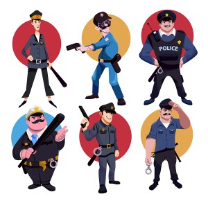 طرح لایه باز کارکتر پلیس در 6 حالت