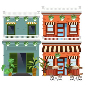 طرح لایه باز رستوران وساختمان ها