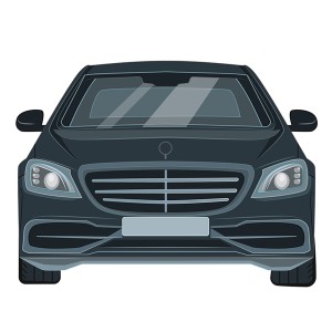 طرح لایه باز ماشین بنز از نمای جلو