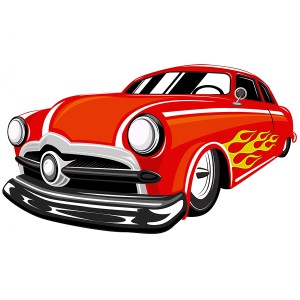 طرح لایه باز ماشین قدیمی کلاسیک قرمز زنگ