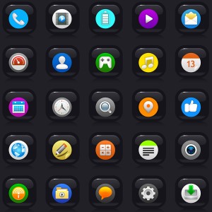 طرح لایه باز آیکن با پس زمینه سیاه رنگ