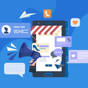 طرح لایه باز گوشی هوشمند با آیکن های ارتباط