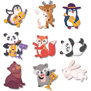 طرح لایه باز کاراکترهای کارتونی حیوانات فانتزی