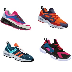 طرح لایه باز و وکتور انواع مختلف کفش ورزشی