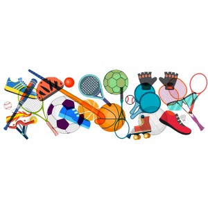 طرح لایه باز و وکتور انواع مختلف لوازم ورزشی