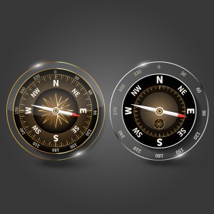 طرح لایه باز و وکتور آیکن قطب نما و قطب های زمین