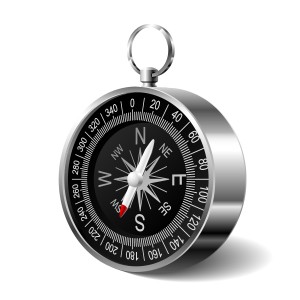 طرح لایه باز آیکن قطب نمای فلزی