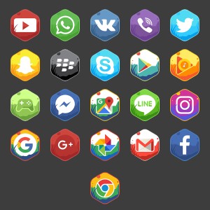 طرح لایه باز آیکن شبکه های اجتماعی