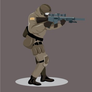 طرح لایه باز کارکتر سرباز در حال نبرد