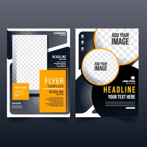 طرح لایه باز بروشور شرکتی با پس زمینه مشکی سیاه