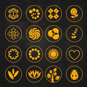 طرح لایه باز آیکن های خورشید،گل و بوته،حشره و ...