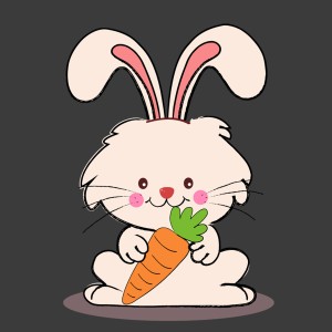 طرح لایه باز کاراکتر کارتونی خرگوش بامزه با هویج