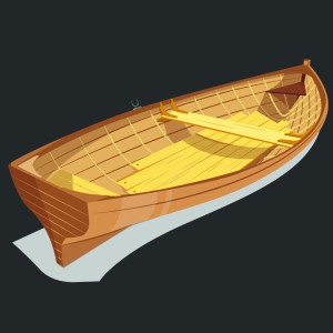 طرح لایه باز وکتور قایق پارویی چوبی