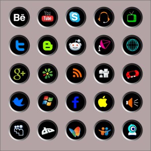 طرح لایه باز آیکن های شبکه های اجتماعی با پس زمینه