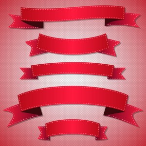 طرح لایه باز مجموعه آیکن های روبان قرمز رنگ