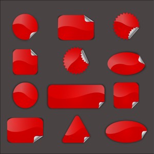 طرح لایه باز مجموعه آیکن های استیکر قرمز رنگ
