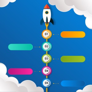 طرح لایه باز وکتور اینوگرافیک پیشرفت موشکی