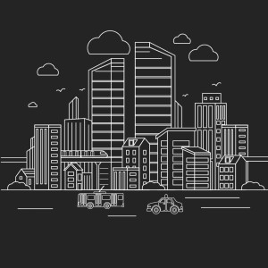 طرح لایه باز رایگان شهر و ساختمان های آن