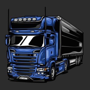 طرح لایه باز وکتور کامیون باری آبی رنگ