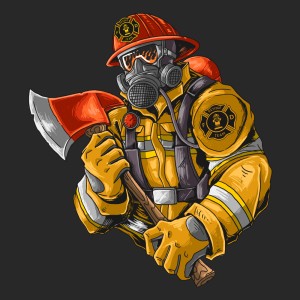 طرح لایه باز کاراکتر آتش نشان با کیفیت بالا