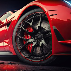 عکس لاستیک خودروی اسپرت قرمز رنگ با کیفیت بالا