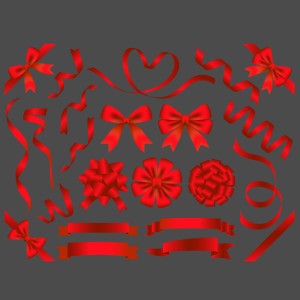 طرح لایه باز وکتور پاپیون و نوارهای ریبون قرمز رنگ