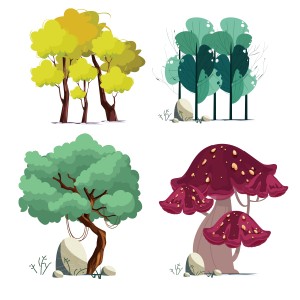 طرح لایه باز مجموعه درختان در طبیعت و گیاهان
