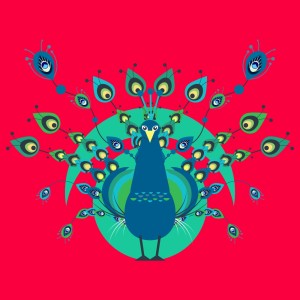 طرح لایه باز وکتور پرنده طاووس با کیفیت بالا