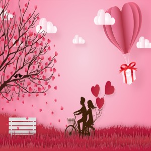 طرح لایه باز وکتور AI دو چرخه سواری عاشقانه