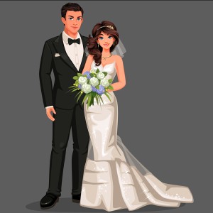 لایه باز وکتور عروس و داماد عاشق با کیفیت بالا