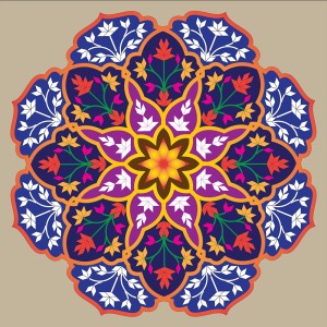 طرح لایه باز وکتور ماندالا سنتی و شاخ و برگ