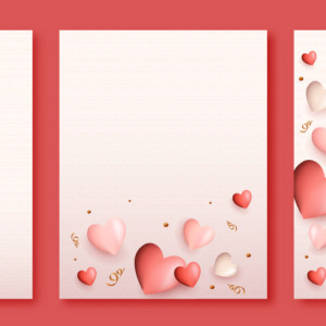 طرح لایه باز وکتور کارت پستال عاشقانه قلبی