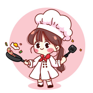 طرح لایه باز وکتور کاراکتر سرآشپز دختر بچه زیبا