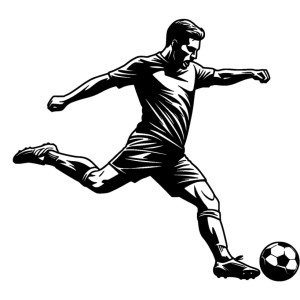 طرح لایه باز فوتبالیست در حال شوت زدن توپ