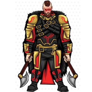 لایه باز وکتور کاراکتر مرد جنگجو تبر در دست